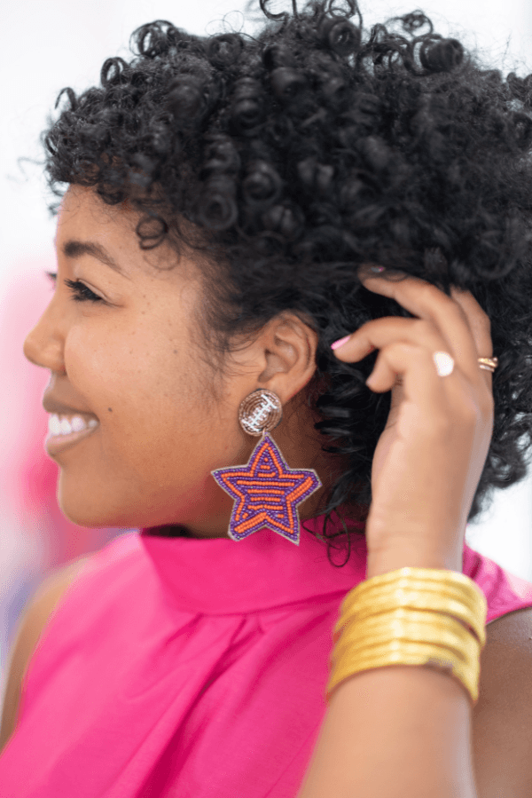 The Fremont Earring in Orange and Purple - TheTinyTassel