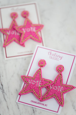 The Vote Earring in Hot Pink