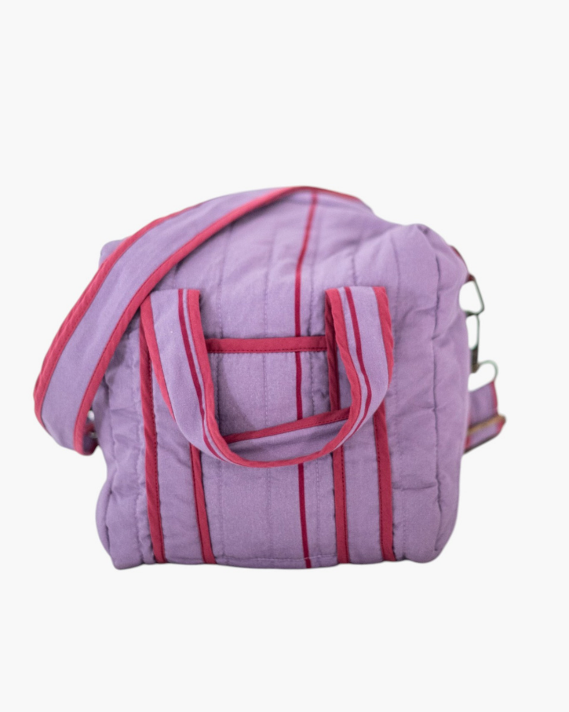 The Lavender Pinstripe Mini Duffel