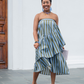 The Vendue Skirt in Cornflower & Olive Stripe