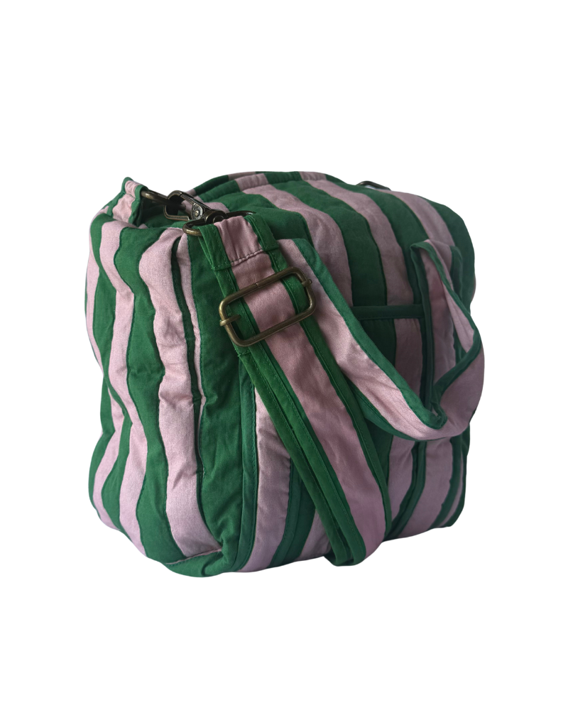 The Pink & Green Stripe Mini Duffel