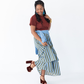 The Vendue Skirt in Cornflower & Olive Stripe