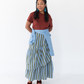 The Vendue Skirt in Cornflower & Olive Stripe