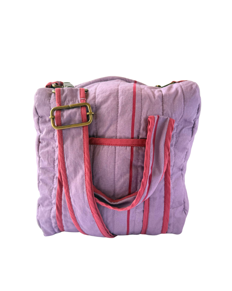 The Lavender Pinstripe Mini Duffel