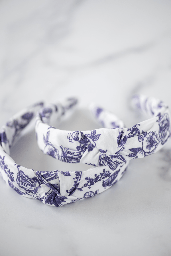 The Tiny Tassel Headband in Charleston Toile Print - TheTinyTassel