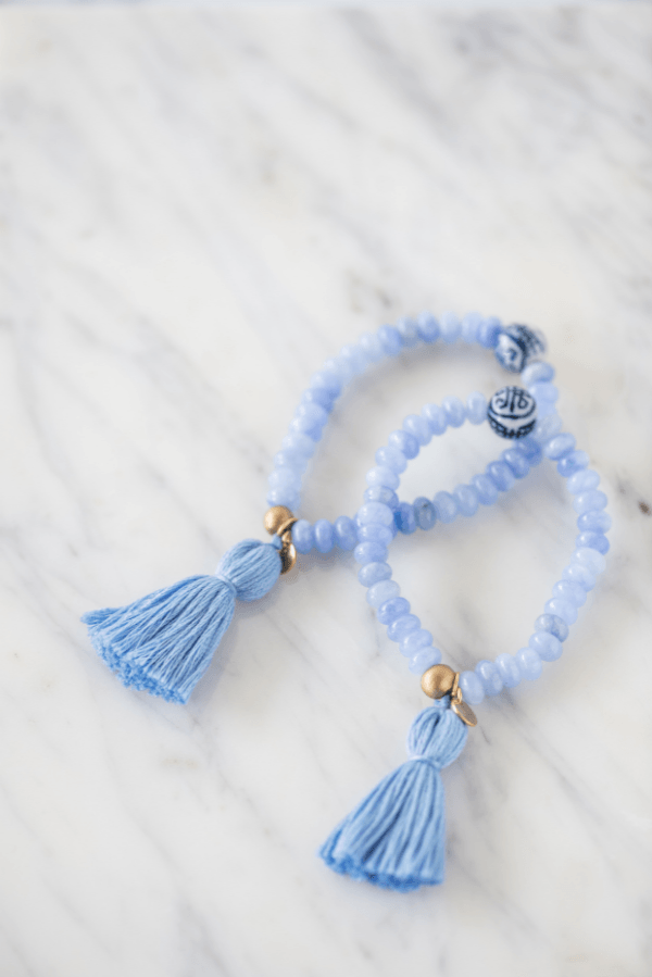 The Lowndes Tassel Bracelet in Blue - TheTinyTassel