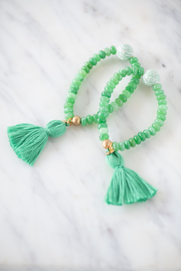 The Lowndes Tassel Bracelet in Green