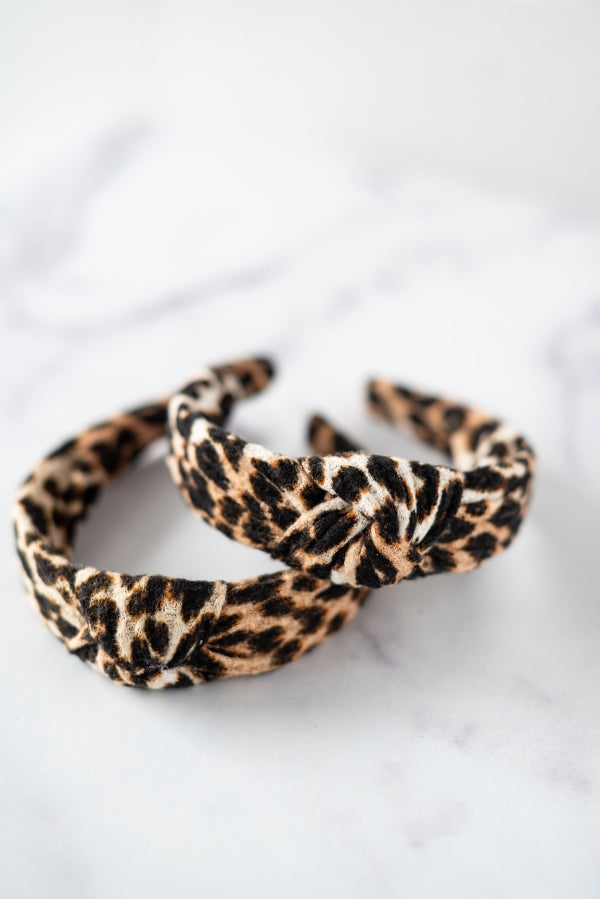 The Tiny Tassel Headband in Leopard