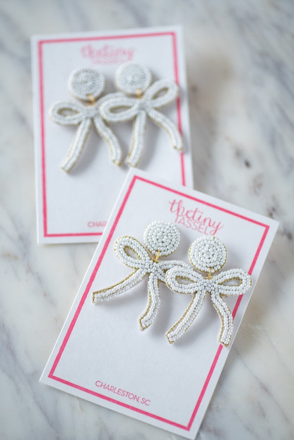 The Bradley Bow Earring in White