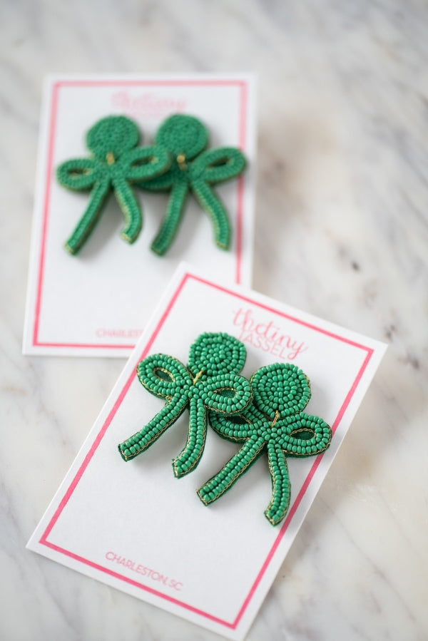 The Bradley Bow Earring in Kelly Green