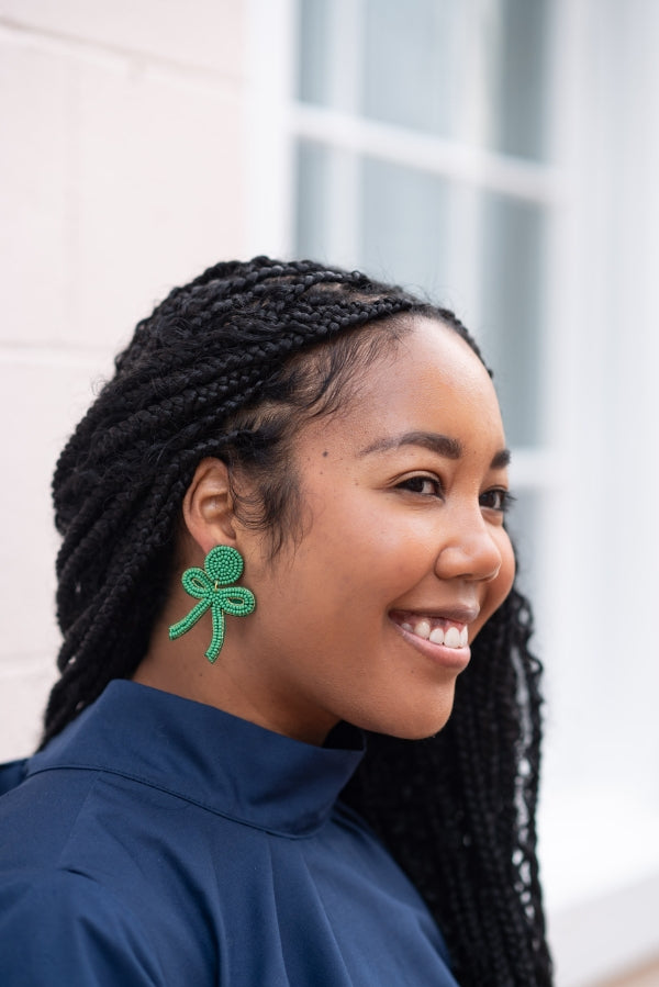 The Bradley Bow Earring in Kelly Green