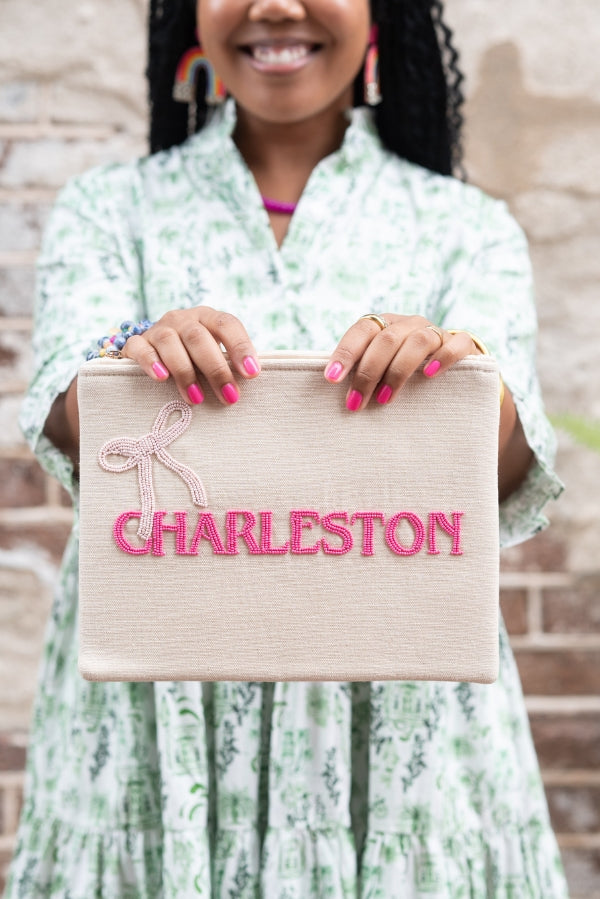 The Charleston Bow Canvas Pouch