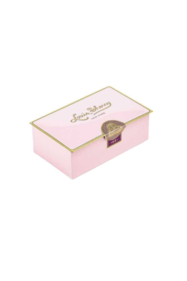 The Louis Sherry 2 Piece Chocolate Tin in Camellia Pink