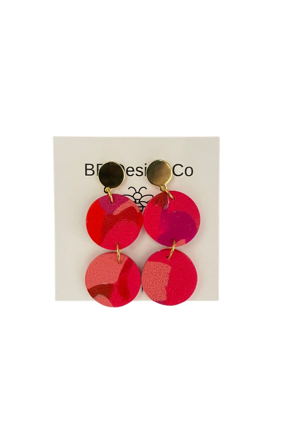 The Deuce Earring in Pink and Red by BR Design Co.