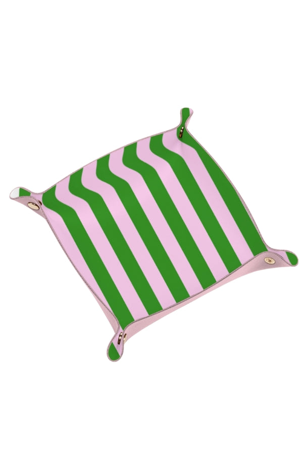 The Pink and Green Striped Trinket Tray