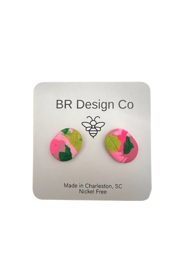 The Oval Stud in Pink Floral by BR Design Co.