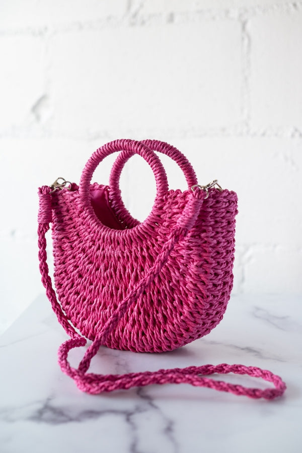 The Althea Straw Crossbody in Hot Pink – TheTinyTassel
