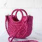 The Althea Straw Crossbody in Hot Pink