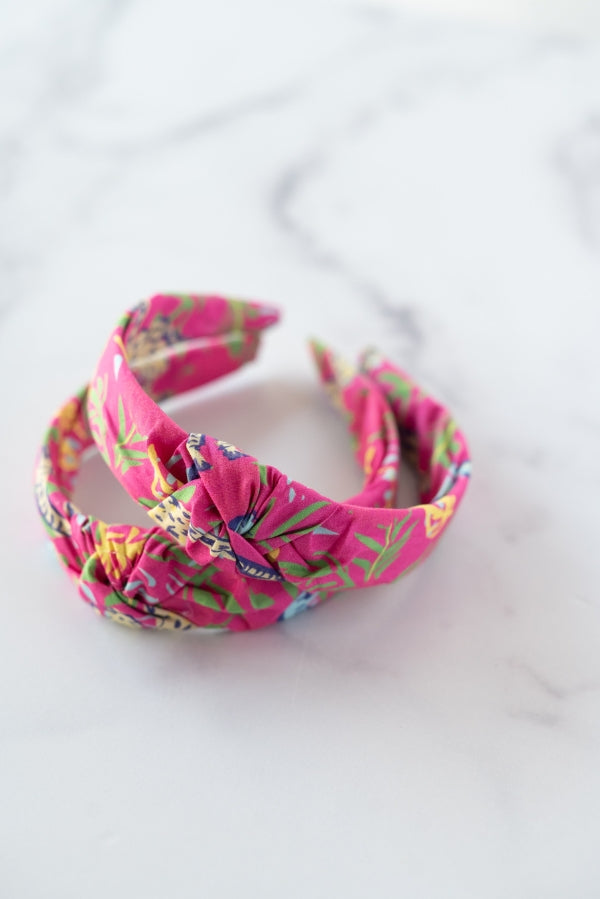 The Tiny Tassel Headband in Hot Pink Safari