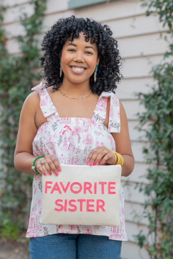 The Favorite Sister Canvas Clutch