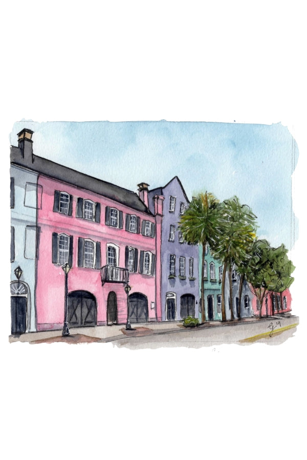 The Rainbow Row Watercolor Art Print