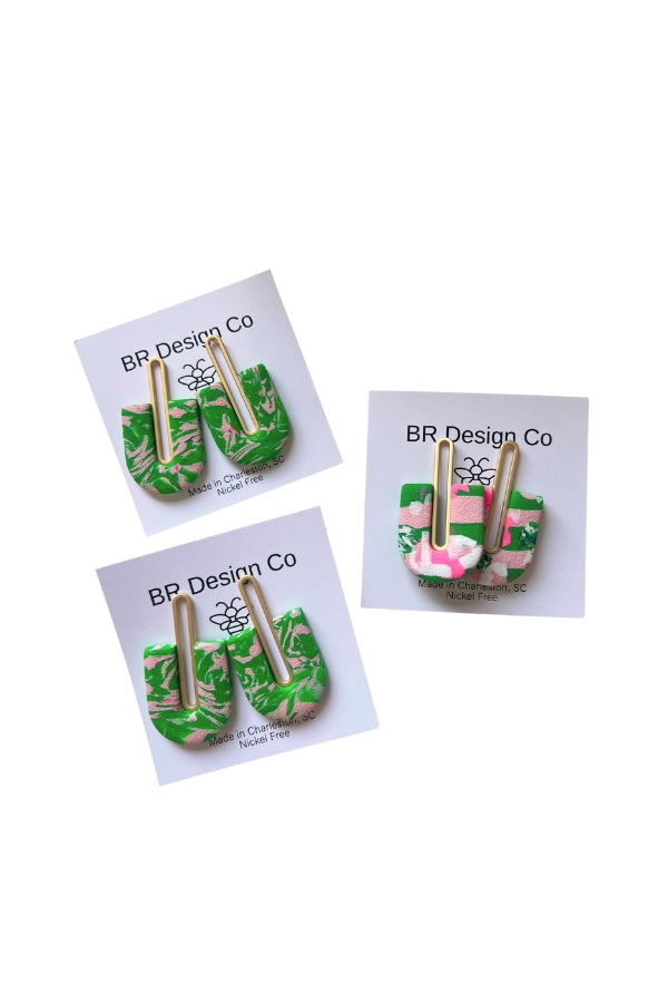 The Gracie Earring in Pink and Green by BR Design Co.