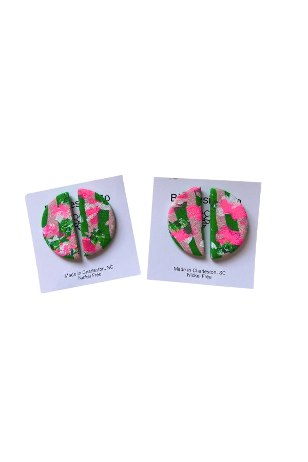 The Luna Earrings in Pink and Green by BR Design Co.