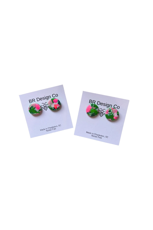 The Round Studs in Pink and Green by BR Design Co.