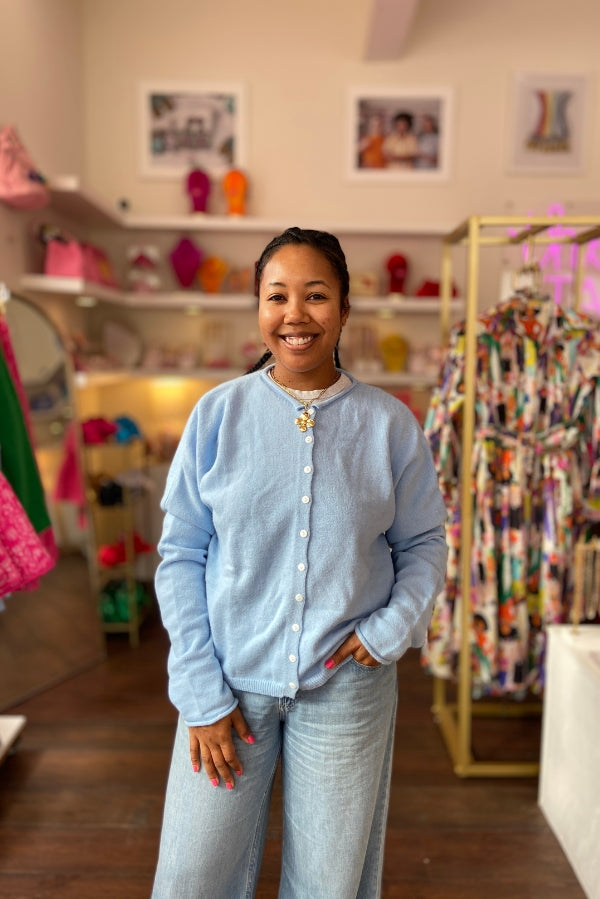 The Cromwell Cardigan in Light Blue