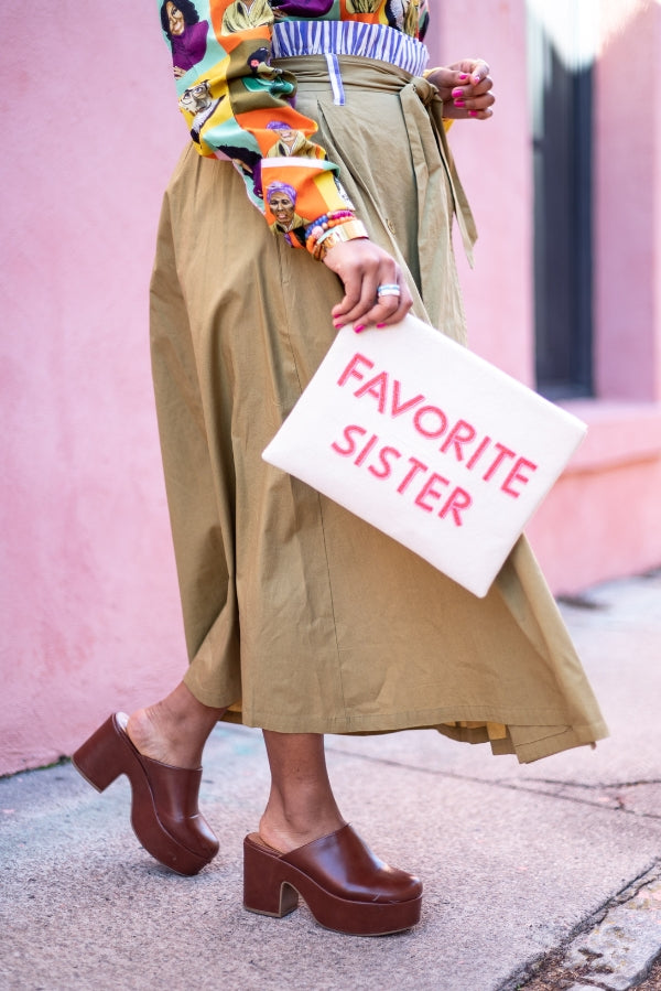 The Favorite Sister Canvas Clutch