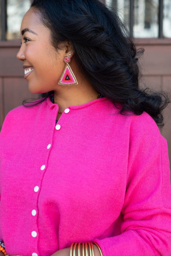 The Cromwell Cardigan in Hot Pink