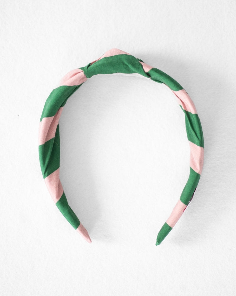 The Pink and Green Striped Headband