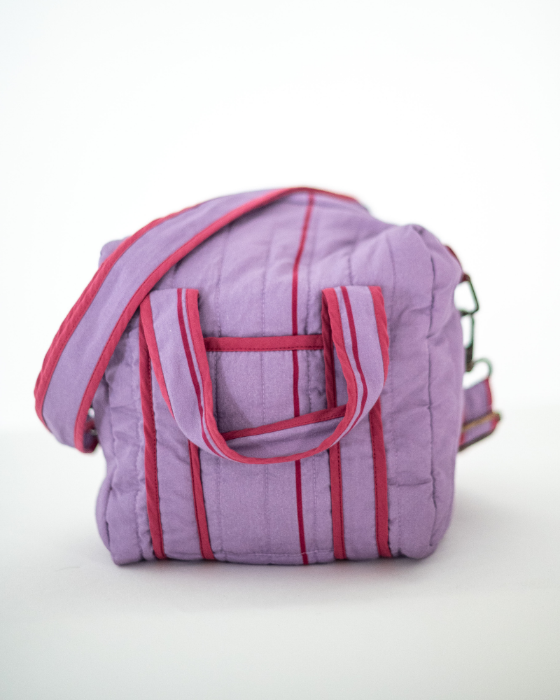 The Lavender Pinstripe Mini Duffel