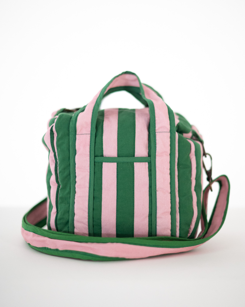 The Pink & Green Stripe Mini Duffel