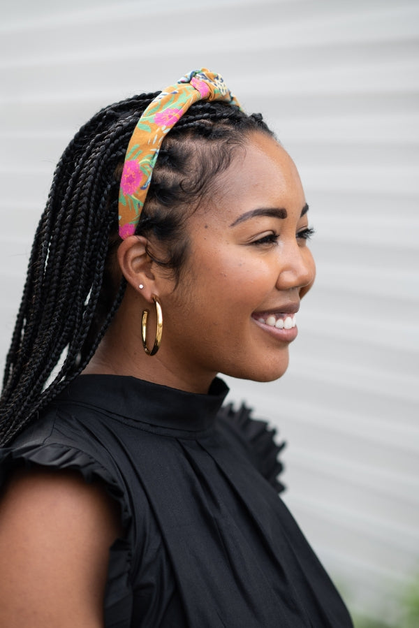 The Tiny Tassel Headband in Amber Safari Print