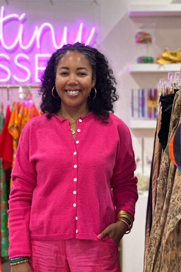 The Cromwell Cardigan in Hot Pink