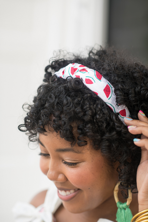 The Tiny Tassel Headband in Watermelon Print