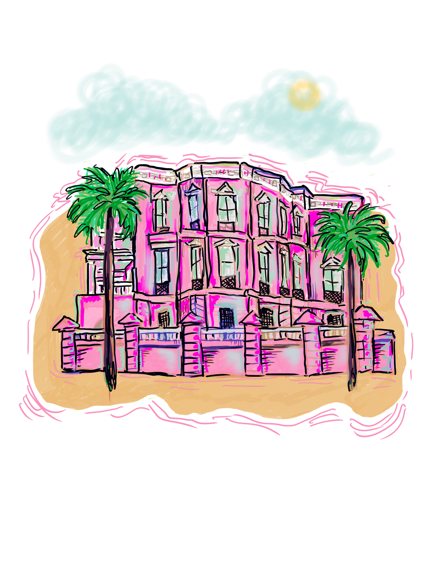 The Charleston Pink House Sticker