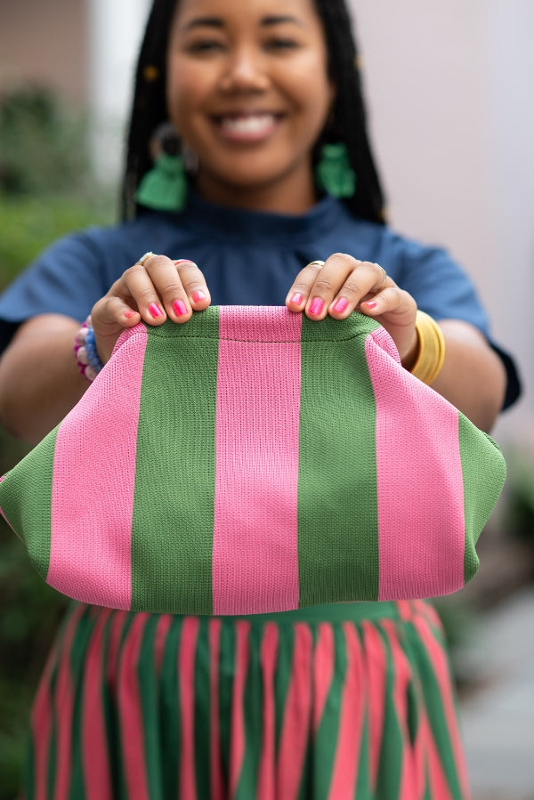 The Seabrook Clutch in Pink and Green