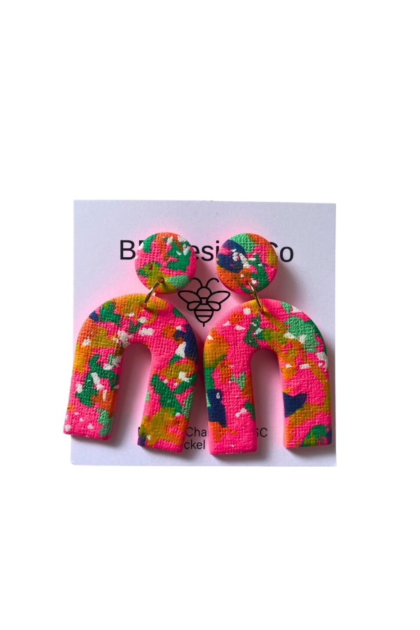 The Very Pink Print Montra Arches Earring by BR Design Co.