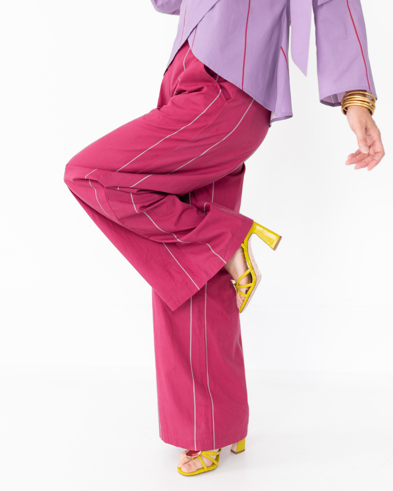 The Percy Pant in Plum Pinstripe