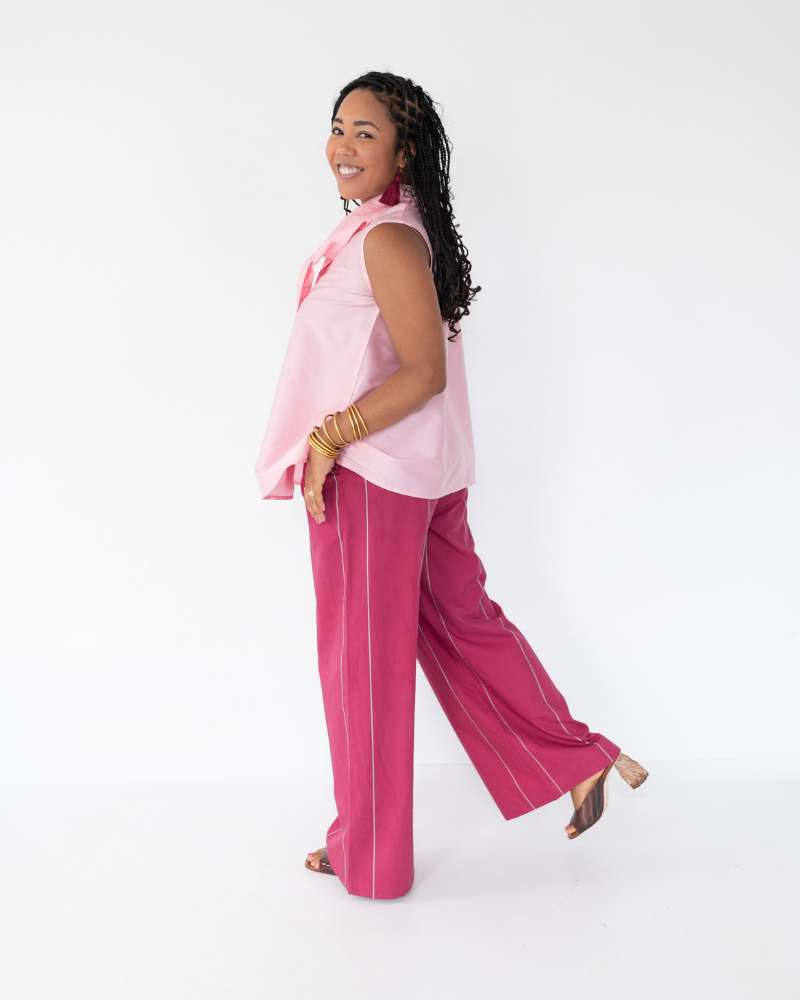 The Percy Pant in Plum Pinstripe