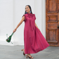 The Vesey Dress in Plum Pinstripe