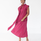 The Vesey Dress in Plum Pinstripe