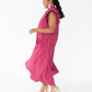 The Vesey Dress in Plum Pinstripe