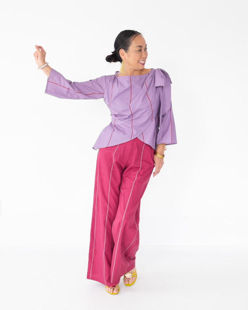 The Percy Pant in Plum Pinstripe