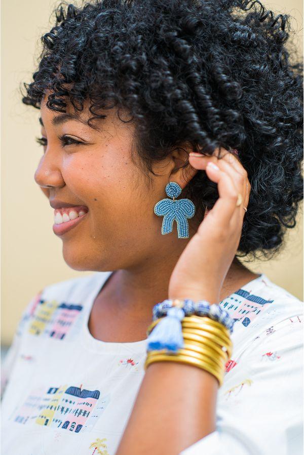 The Berkeley Bow Earring in Cornflower Blue - TheTinyTassel