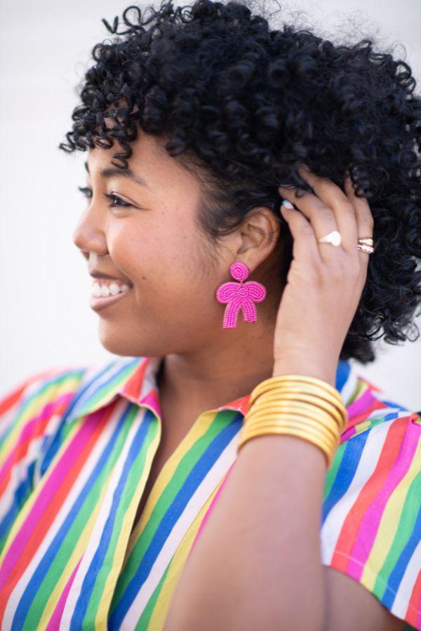 The Berkeley Bow Earring in Hot Pink - TheTinyTassel