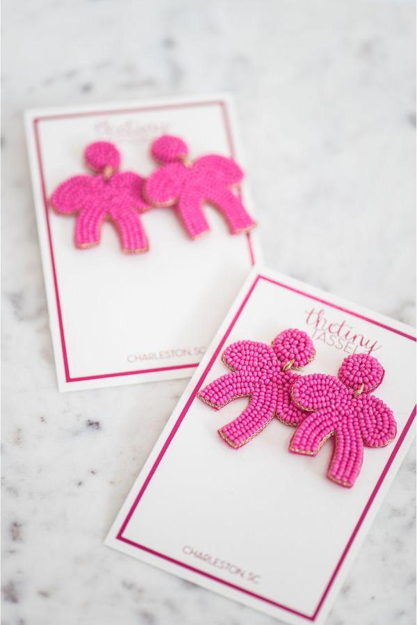 The Berkeley Bow Earring in Hot Pink - TheTinyTassel