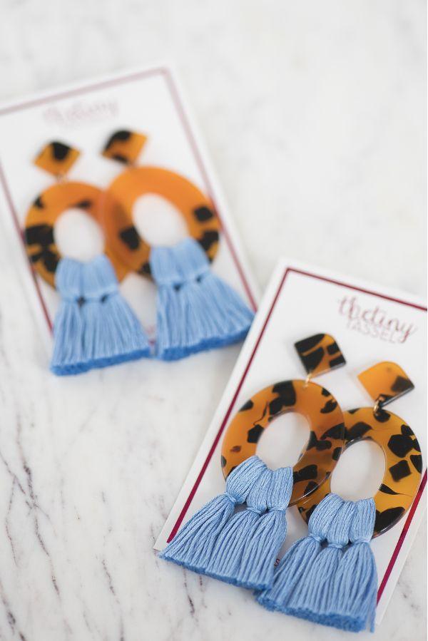 The Bennett Tassel Earring in Cornflower Blue - TheTinyTassel